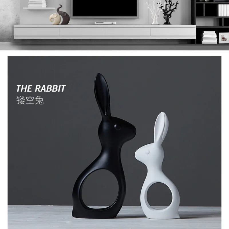北欧風陶器動物置物 磁器製インスタイル装飾品 家庭用キャビネット工芸品 象 猫 鹿 ウサギ カタツムリ ミニチュア