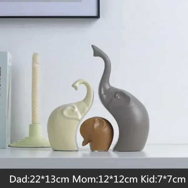 北欧風陶器動物置物 磁器製インスタイル装飾品 家庭用キャビネット工芸品 象 猫 鹿 ウサギ カタツムリ ミニチュア