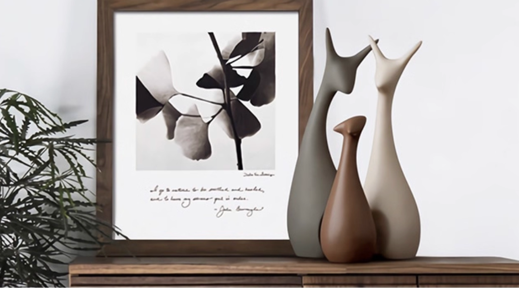 シンプル陶器オブジェ 3匹の鹿ファミリー（北欧風インテリア）